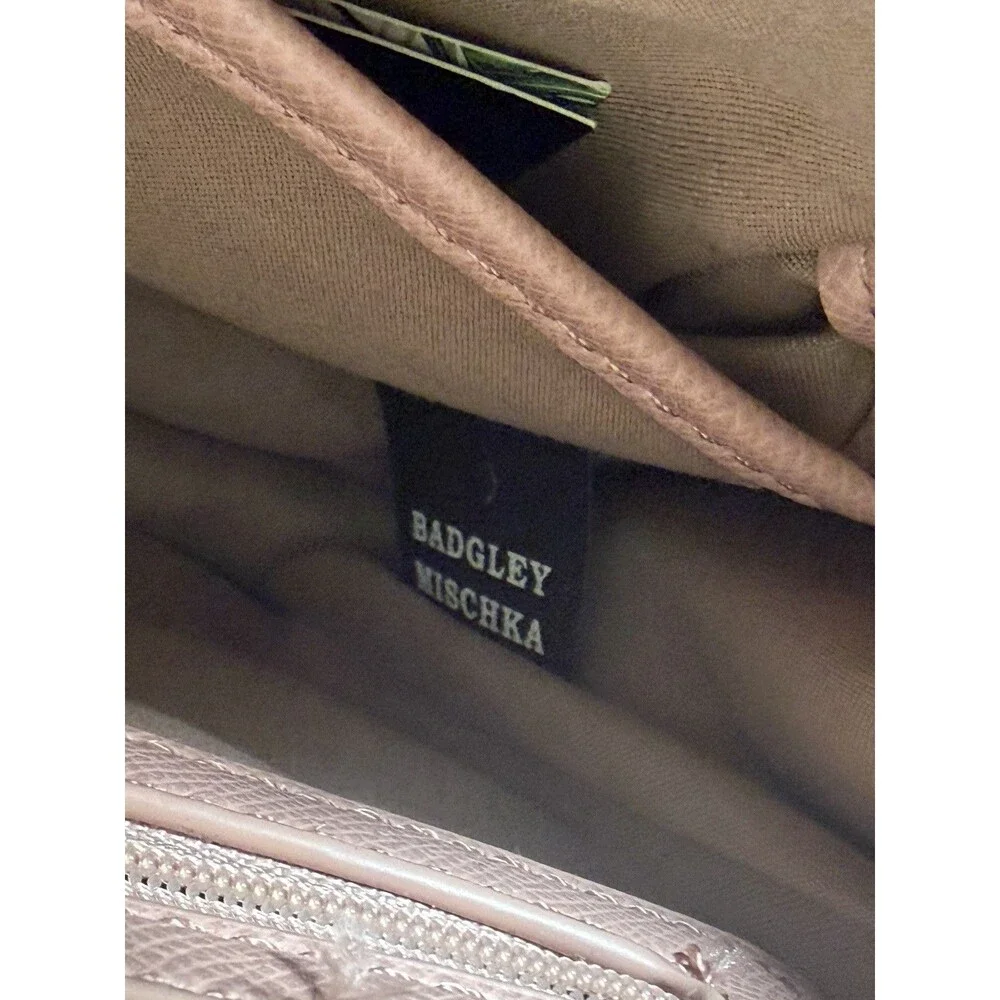 Badgley Mischka Crossbody Handle Vegan Leather Bag Purse Blush Color Light Pink